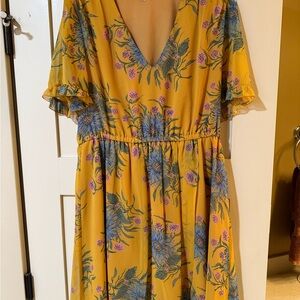 Madewell Yellow Floral Backless Dress